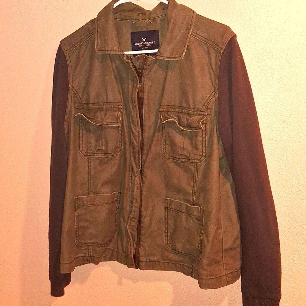 AE Green & Black Utility Military Jacket Ladies XL